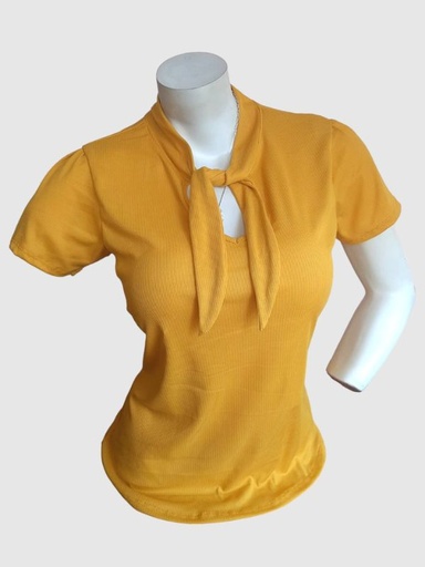 [M24BL05] Blusa con cuello corbata en BB rip