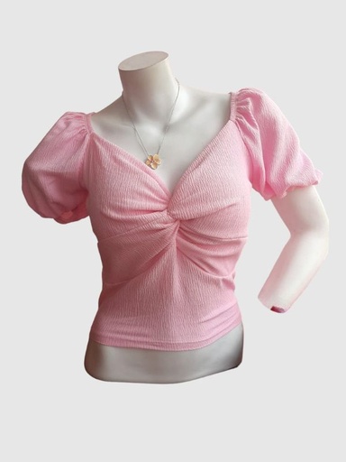 [M24BL11] Blusa con pechos cruzado, con hombros elasticado en crepe